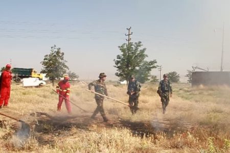 برگزاری مانور بزرگ اطفای حریق در ابتدای جاده روستای نهران