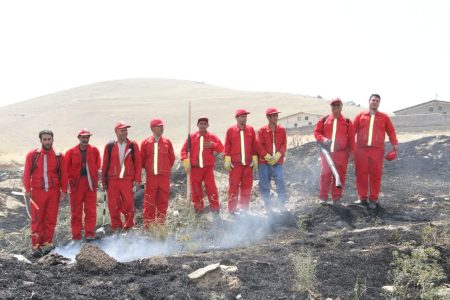مانور مدیریت بحران و آتش‌سوزی در اراضی حسین‌آباد عاشوری