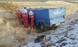 واژگونی یک دستگاه نیسان در ملایر با ۱ فوتی