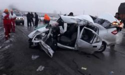 برخورد ساینا با کامیون بنز در همدان با ۴ مصدوم