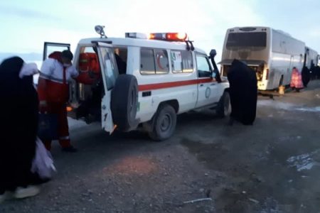 اسکان اضطراری مسافران اتوبوس محور همدان – ساوه