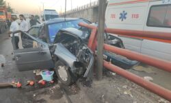 برخورد شدید پژو ۴۰۵ در بلوار نجفی همدان؛ فوت سرنشین تأیید شد