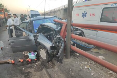 برخورد شدید پژو ۴۰۵ در بلوار نجفی همدان؛ فوت سرنشین تأیید شد