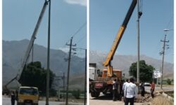 نصب سیستم روشنایی نقطه‌ای در تقاطع رزینی محور فارسبان نهاوند با مشارکت دهیاری